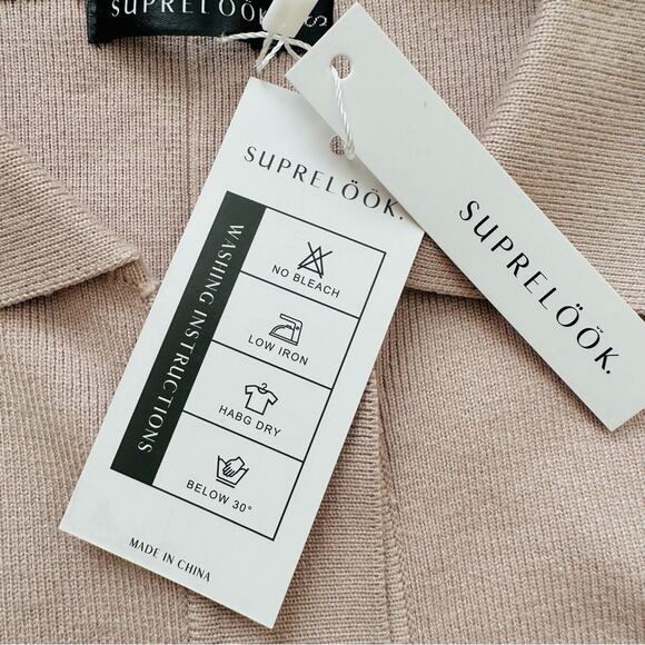 Suprelook Taupe Knit Button Front Long Sleeve Cardigan Sweater Shacket Small NEW - Picture 13 of 13